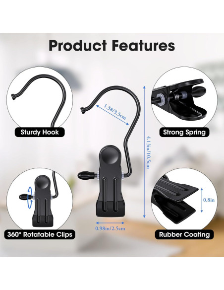 Paquete de 36 Ganchos para Botas Besslly, Acero Inoxidable, Negro