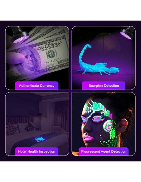 Linterna UV Negra Escolite 100 LED para Detección de Orina
