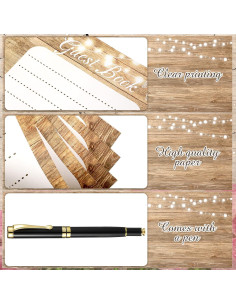 Libro de visitas de madera Funrous 60 hojas para bodas y eventos 2