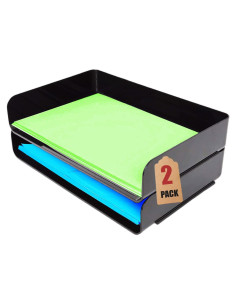 Bandeja de Papel Apilable 1EnLaOficina Carga Lateral Legal Negro 2 Pzs