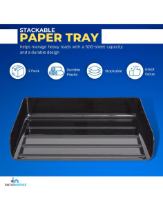 Bandeja de Papel Apilable 1EnLaOficina Carga Lateral Legal Negro 2 Pzs 2