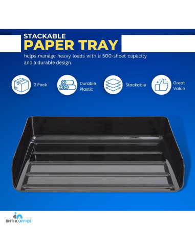 Bandeja de Papel Apilable 1EnLaOficina Carga Lateral Legal Negro 2 Pzs