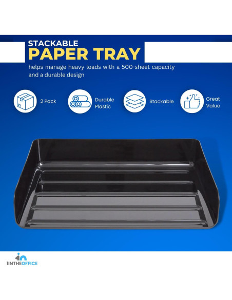 Bandeja de Papel Apilable 1EnLaOficina Carga Lateral Legal Negro 2 Pzs