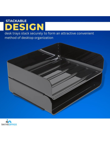 Bandeja de Papel Apilable 1EnLaOficina Carga Lateral Legal Negro 2 Pzs