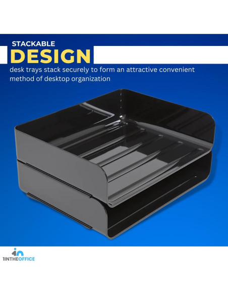 Bandeja de Papel Apilable 1EnLaOficina Carga Lateral Legal Negro 2 Pzs