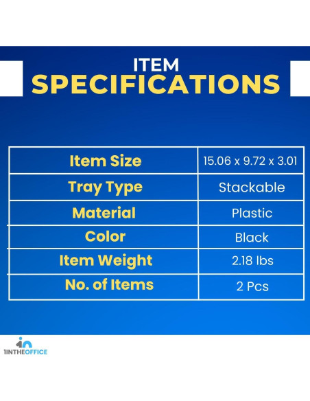 Bandeja de Papel Apilable 1EnLaOficina Carga Lateral Legal Negro 2 Pzs