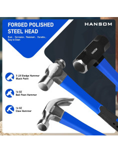 Juego de Martillos 5 Piezas HANSOM - Goma y Acero Ergonómico 2