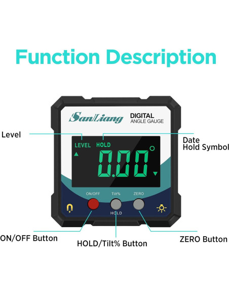 Medidor de Ángulo Digital SanLiang con Imán y Pantalla LCD