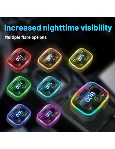 Adaptador Bluetooth 5.4 para Coche HUNDRUP 60W Carga Rápida