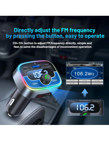 Adaptador Bluetooth 5.4 para Coche HUNDRUP 60W Carga Rápida