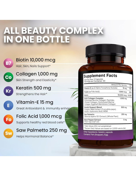 Suplemento de Biotina 10000mcg Nueva Era - 180 Cápsulas