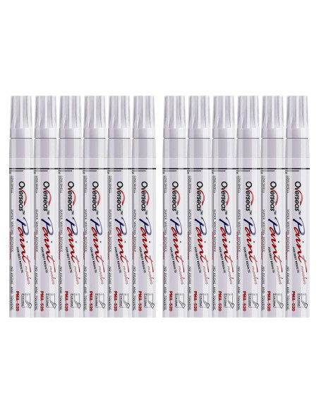 Marcadores de Pintura Blanca Lesun Overseas, Set de 12 Unidades