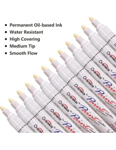 Marcadores de Pintura Blanca Lesun Overseas, Set de 12 Unidades 2