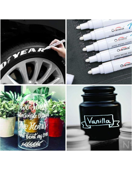 Marcadores de Pintura Blanca Lesun Overseas, Set de 12 Unidades