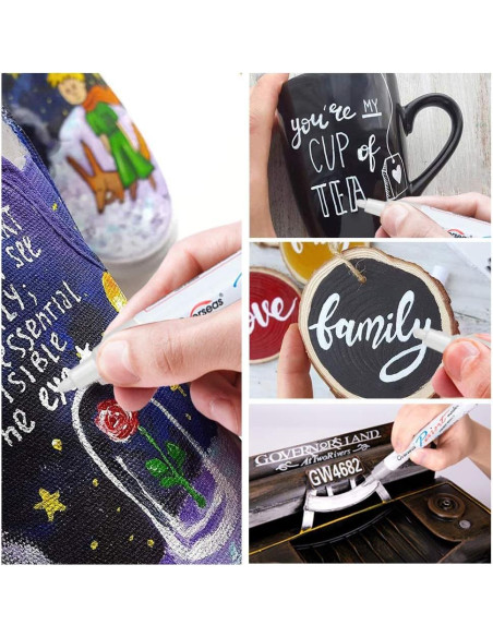 Marcadores de Pintura Blanca Lesun Overseas, Set de 12 Unidades