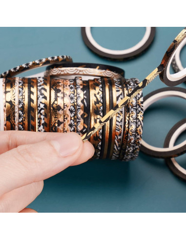 Conjunto de Cinta Washi NiArt con Foil Dorado 80g - 3-10mm