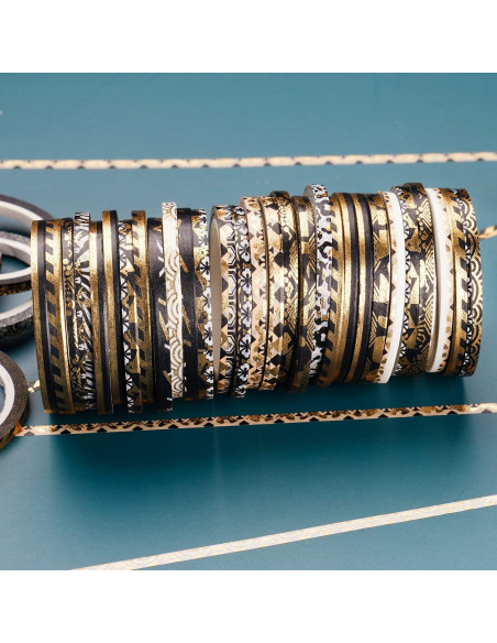 Conjunto de Cinta Washi NiArt con Foil Dorado 80g - 3-10mm