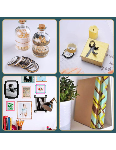 Conjunto de Cinta Washi NiArt con Foil Dorado 80g - 3-10mm