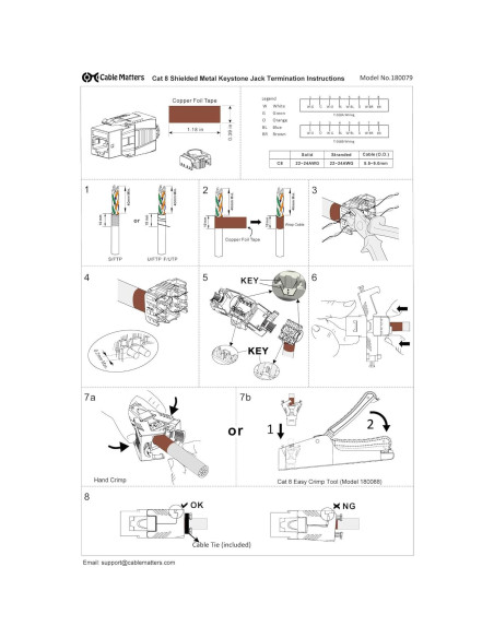 Jack Keystone RJ45 Cat 8 Blindado Cable Matters - Paquete de 5