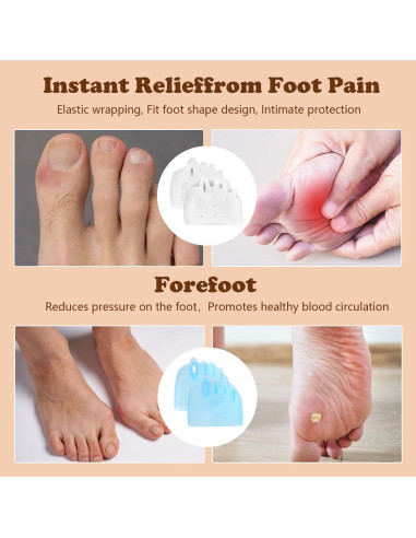 4 Pares de Separadores de Dedos de Silicona XRIONELL para Pies