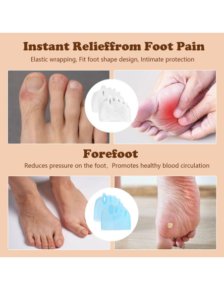 4 Pares de Separadores de Dedos de Silicona XRIONELL para Pies