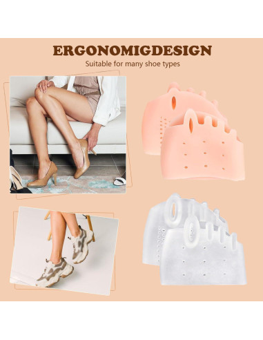 4 Pares de Separadores de Dedos de Silicona XRIONELL para Pies
