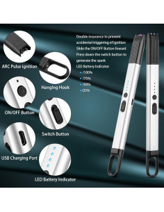 Encendedor Eléctrico MEIRUBY M-15 Recargable USB a Prueba de Viento 2