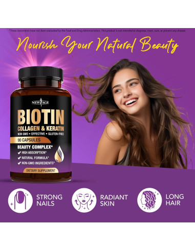 Suplemento de Biotina 10000mcg Nueva Era - 180 Cápsulas
