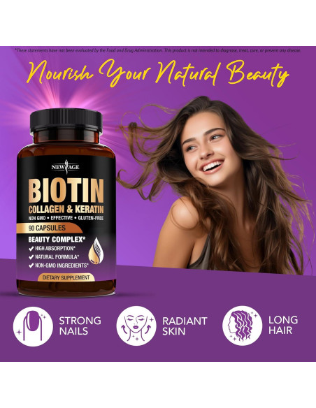 Suplemento de Biotina 10000mcg Nueva Era - 180 Cápsulas
