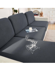 Cubiertas de Cojín de Sofá Impermeables Hyha 3P Gris Antideslizante 2