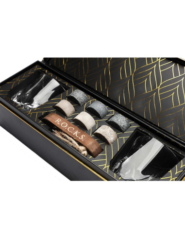 Juego de Piedras Enfriadoras de Whiskey R.O.C.K.S. - 6 Granito + 2 Copas