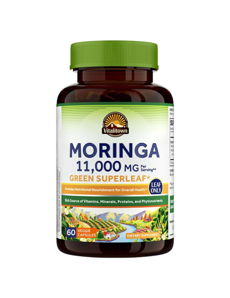 Cápsulas de Moringa Vitalitown 11g - 60 Unidades, Sin Cafeína