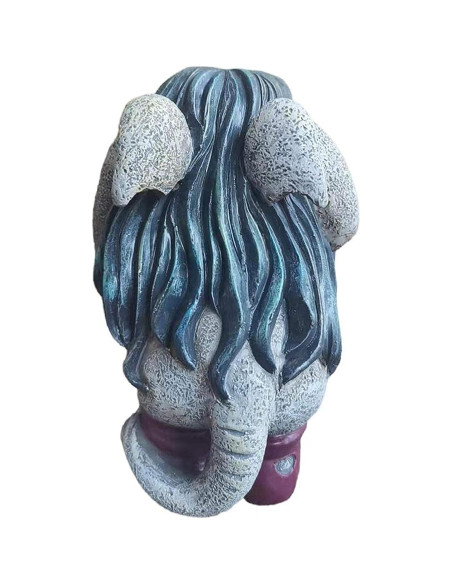 Escultura de Gnomo Troll de Resina Gris 12.5cm ZWFDC Jardín