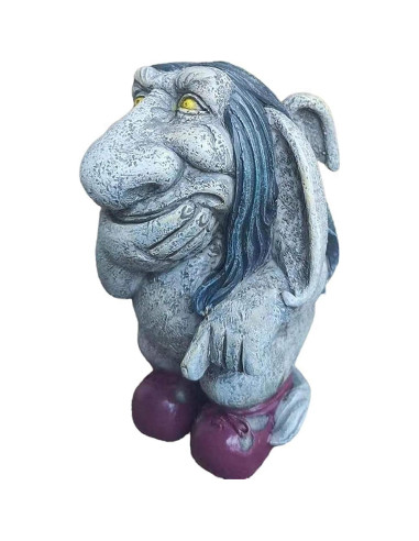 Escultura de Gnomo Troll de Resina Gris 12.5cm ZWFDC Jardín