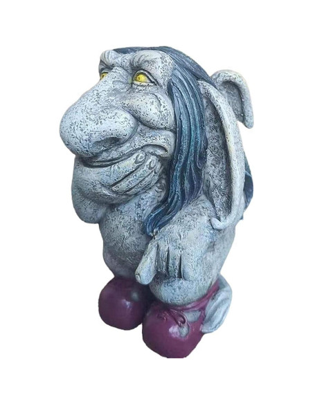 Escultura de Gnomo Troll de Resina Gris 12.5cm ZWFDC Jardín