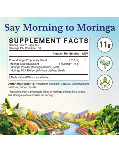 Cápsulas de Moringa Vitalitown 11g - 60 Unidades, Sin Cafeína 2