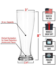 Vasos de Cerveza Pilsner DU VINO - Paquete de 4, 473 ml 2