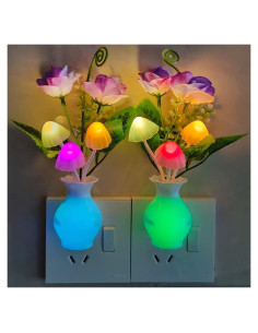 AUSAYE 2 Pack Luz Nocturna LED Sensor Rosa Hongo 0.5W