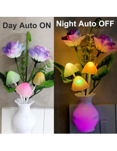 AUSAYE 2 Pack Luz Nocturna LED Sensor Rosa Hongo 0.5W 2