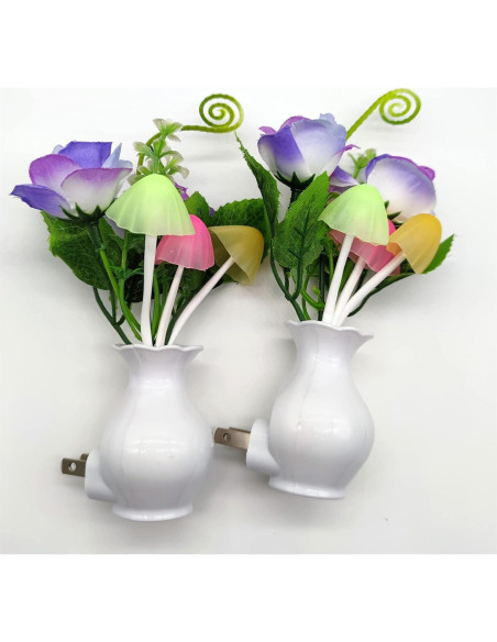 AUSAYE 2 Pack Luz Nocturna LED Sensor Rosa Hongo 0.5W