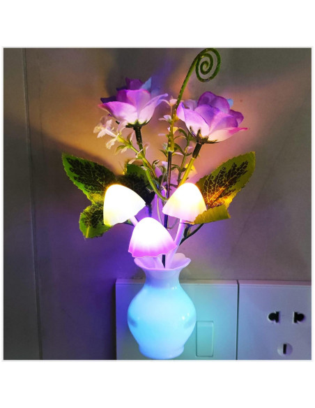 AUSAYE 2 Pack Luz Nocturna LED Sensor Rosa Hongo 0.5W