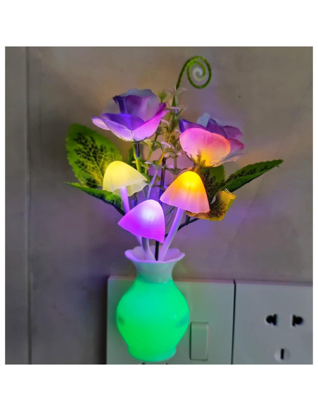 AUSAYE 2 Pack Luz Nocturna LED Sensor Rosa Hongo 0.5W