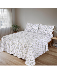 Sábanas Queen 100% Algodón RUVANTI Floral 4 Piezas 2