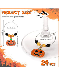 24 Encantos de Vino de Halloween Inbagi - Calabaza, Bruja y Más 2