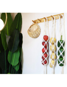 Cesta de Frutas Colgante Decocove - Juego de 3 - Boho Marfil 2