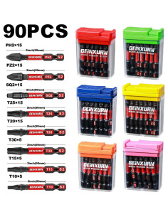 Juego de 90 Puntas de Destornillador GEINXURN Acero S2 2