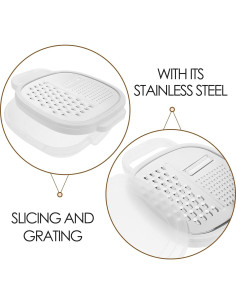 Rallador de Queso ABOOFAN con Contenedor y Tapa 24x18 cm 2