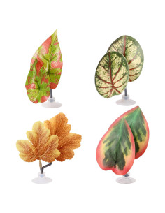 4 Hamacas de Hoja para Betta Lyreh - Decoración Acuario Verde Marrón