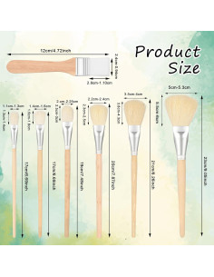 Juego de 7 Pinceles de Arte Ajcotahm - Mango de Madera y Cerda de Cabra 2