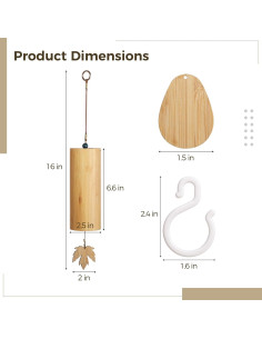 Campana de Viento de Madera OMISTAR 40 cm para Meditación 2